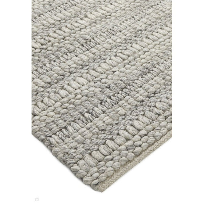 Savannah Textured Hi-Lo Stripe Modern Plain Mottled Chunky Hand-Woven Felted Wool Yarn Looped Pile Grey Rug-Melrose-Rug Love - The Most Loved Rug Store