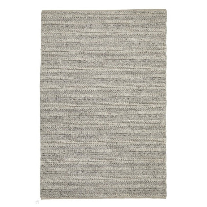 Savannah Textured Hi-Lo Stripe Modern Plain Mottled Chunky Hand-Woven Felted Wool Yarn Looped Pile Grey Rug-Melrose-Rug Love - The Most Loved Rug Store