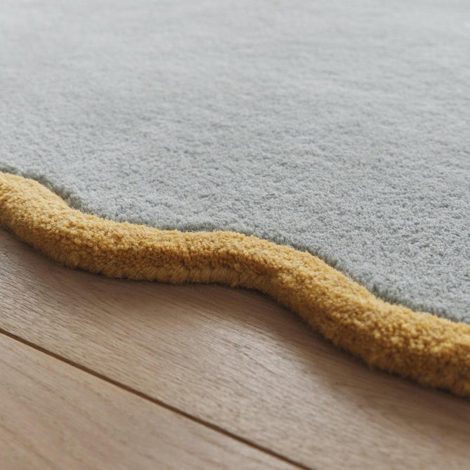 Scalloped Elsie Modern Plain Scalloped Border Hand-Woven Wool Duck Egg Blue/Ochre Rug-Origins-Rug Love - The Most Loved Rug Store