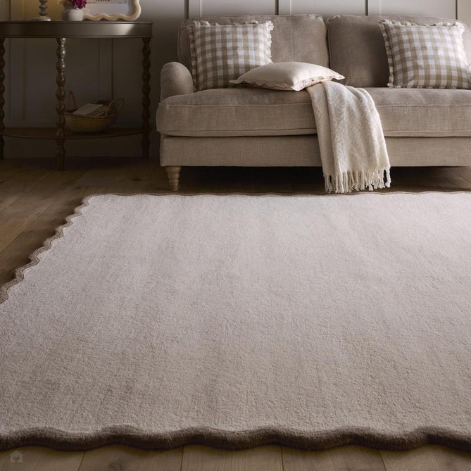 Scalloped Elsie Modern Plain Scalloped Border Hand-Woven Wool Natural/Brown Rug-Origins-Rug Love - The Most Loved Rug Store