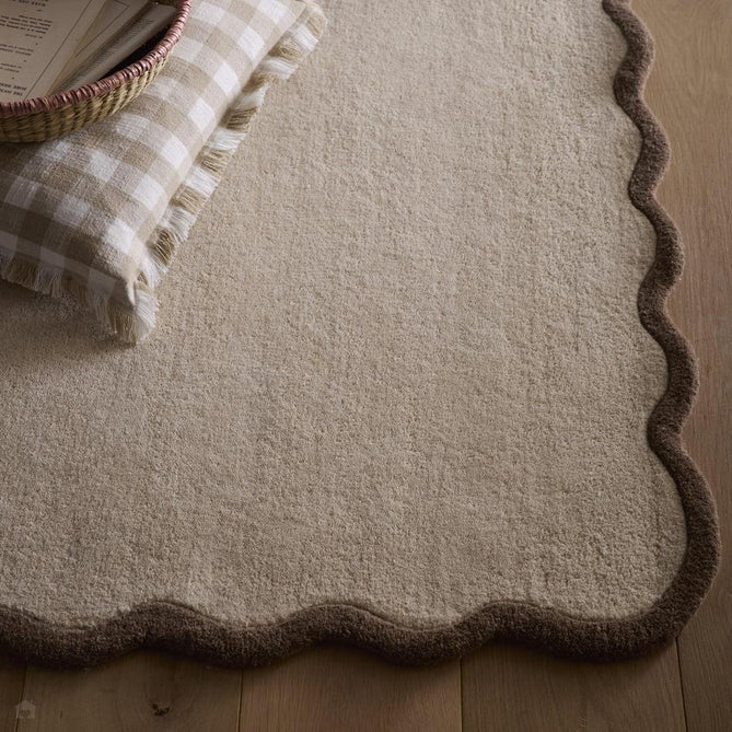 Scalloped Elsie Modern Plain Scalloped Border Hand-Woven Wool Natural/Brown Rug-Origins-Rug Love - The Most Loved Rug Store