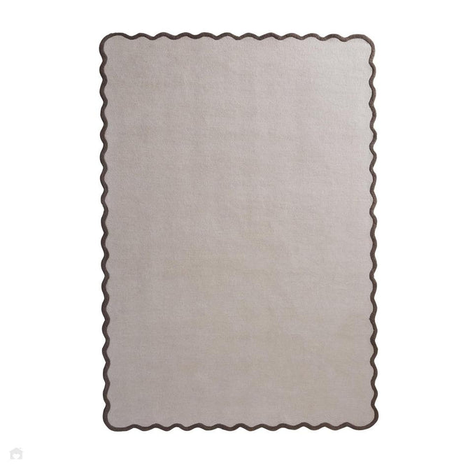 Scalloped Elsie Modern Plain Scalloped Border Hand-Woven Wool Natural/Brown Rug-Origins-Rug Love - The Most Loved Rug Store