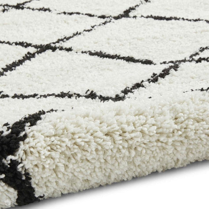 Scandi Berber G257 Modern Moroccan Berber Soft Plush Boho Shaggy White/Black Rug-Think Rugs-Rug Love - The Most Loved Rug Store