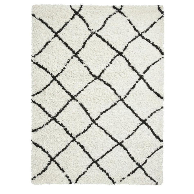 Scandi Berber G257 Modern Moroccan Berber Soft Plush Boho Shaggy White/Black Rug-Think Rugs-Rug Love - The Most Loved Rug Store
