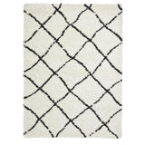 Scandi Berber G257 Modern Moroccan Berber Soft Plush Boho Shaggy White/Black Rug