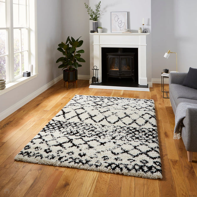 Scandi Berber G272 Modern Moroccan Berber Soft Plush Shaggy White/Black Rug-Think Rugs-Rug Love - The Most Loved Rug Store