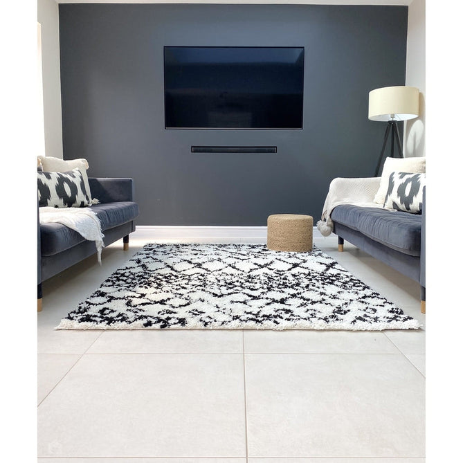 Scandi Berber G272 Modern Moroccan Berber Soft Plush Shaggy White/Black Rug-Think Rugs-Rug Love - The Most Loved Rug Store