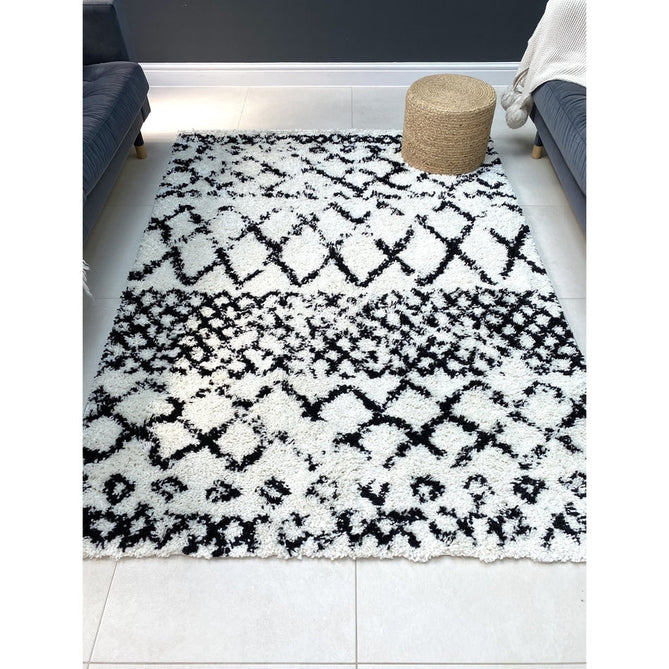 Scandi Berber G272 Modern Moroccan Berber Soft Plush Shaggy White/Black Rug-Think Rugs-Rug Love - The Most Loved Rug Store