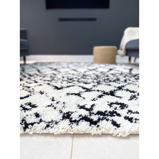Scandi Berber G272 Modern Moroccan Berber Soft Plush Shaggy White/Black Rug-Think Rugs-Rug Love - The Most Loved Rug Store