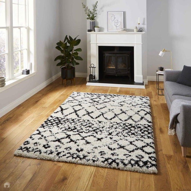 Scandi Berber G272 Modern Moroccan Berber Soft Plush Shaggy White/Black Rug-Think Rugs-Rug Love - The Most Loved Rug Store