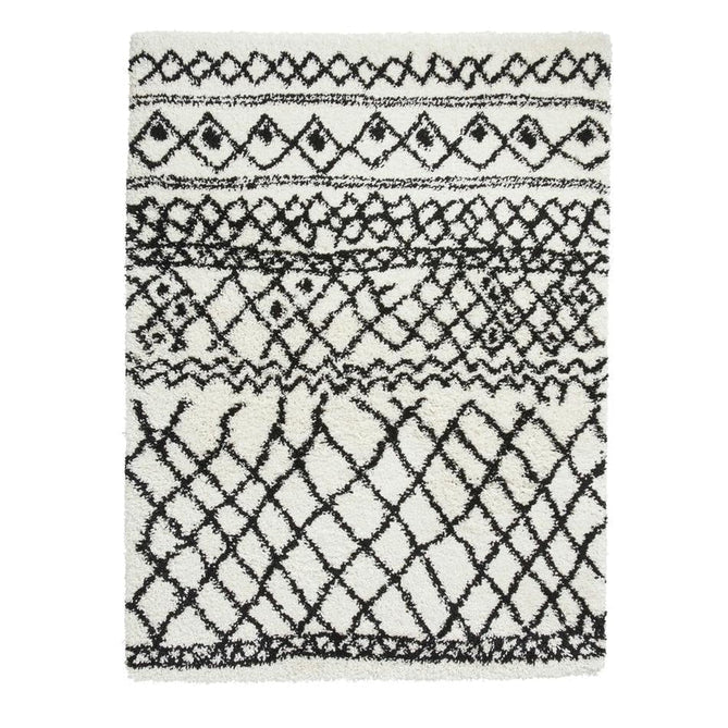 Scandi Berber G274 Modern Moroccan Berber Soft Plush Boho Shaggy White/Black Rug-Think Rugs-Rug Love - The Most Loved Rug Store