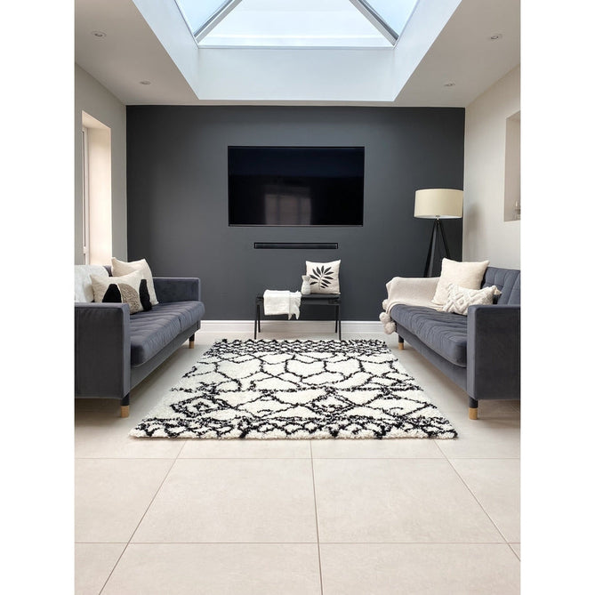 Scandi Berber G276 Modern Moroccan Berber Soft Plush Boho Shaggy White/Black Rug-Think Rugs-Rug Love - The Most Loved Rug Store