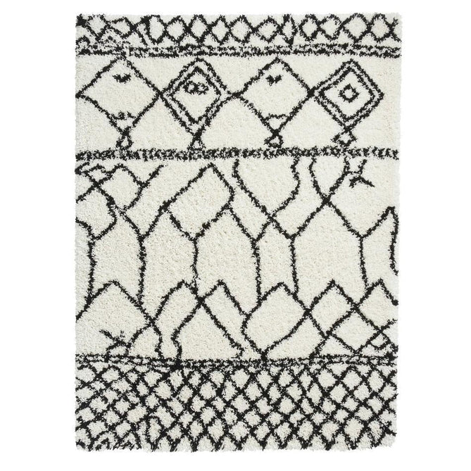 Scandi Berber G276 Modern Moroccan Berber Soft Plush Boho Shaggy White/Black Rug-Think Rugs-Rug Love - The Most Loved Rug Store