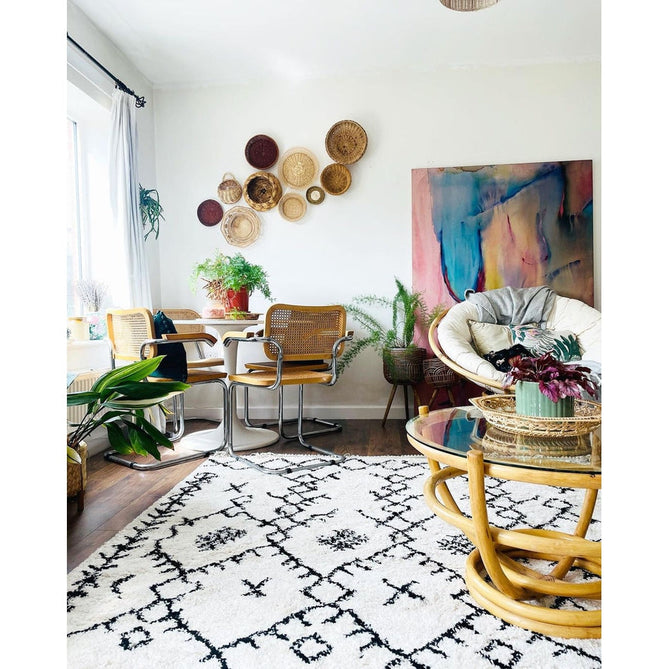 Scandi-Boho RL01 Modern Moroccan Berber Soft Plush Shaggy White/Black Rug-Rug Love Exclusive-Rug Love - The Most Loved Rug Store