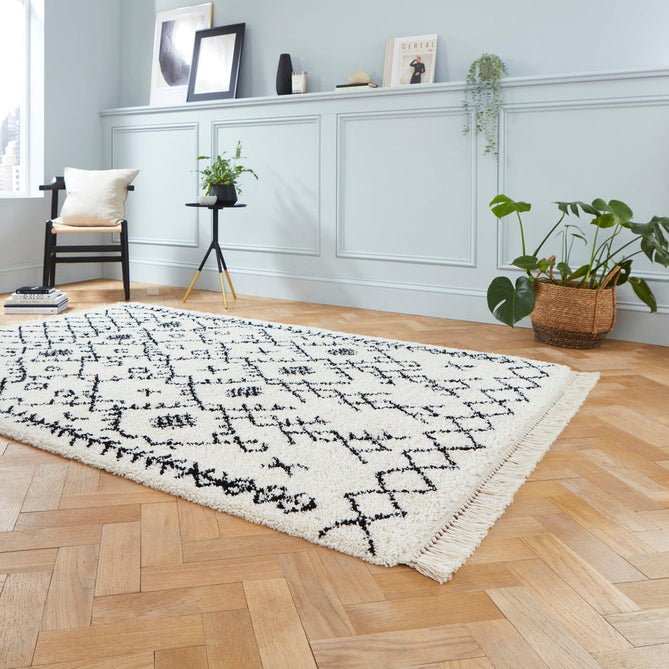Scandi-Boho RL01 Modern Moroccan Berber Soft Plush Shaggy White/Black Rug-Rug Love Exclusive-Rug Love - The Most Loved Rug Store