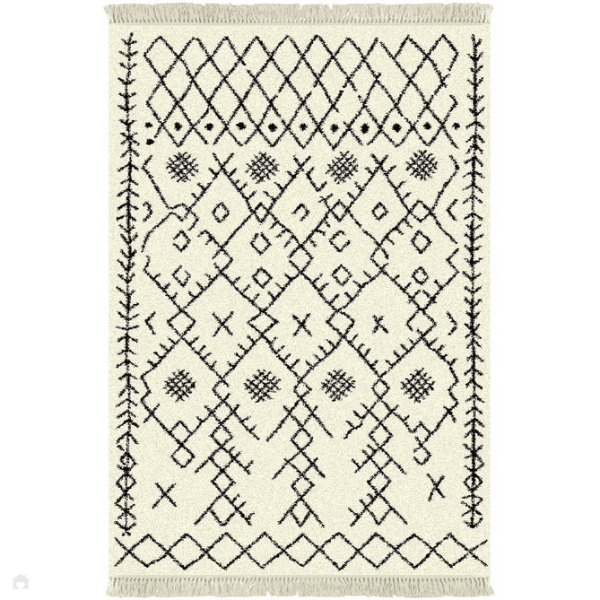 Scandi-Boho RL01 Modern Moroccan Berber Soft Plush Shaggy White/Black Rug-Rug Love Exclusive-Rug Love - The Most Loved Rug Store