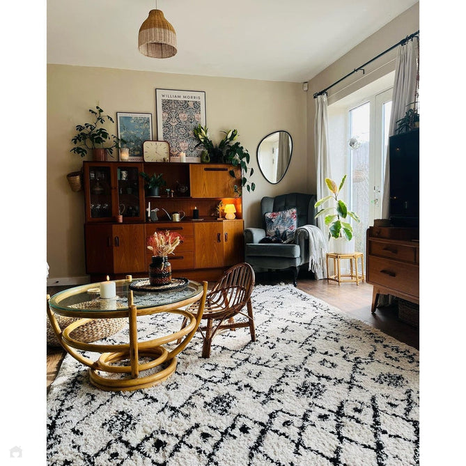 Scandi-Boho RL01 Modern Moroccan Berber Soft Plush Shaggy White/Black Rug-Rug Love Exclusive-Rug Love - The Most Loved Rug Store