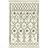 Scandi-Boho RL01 Modern Moroccan Berber Soft Plush Shaggy White/Black Rug