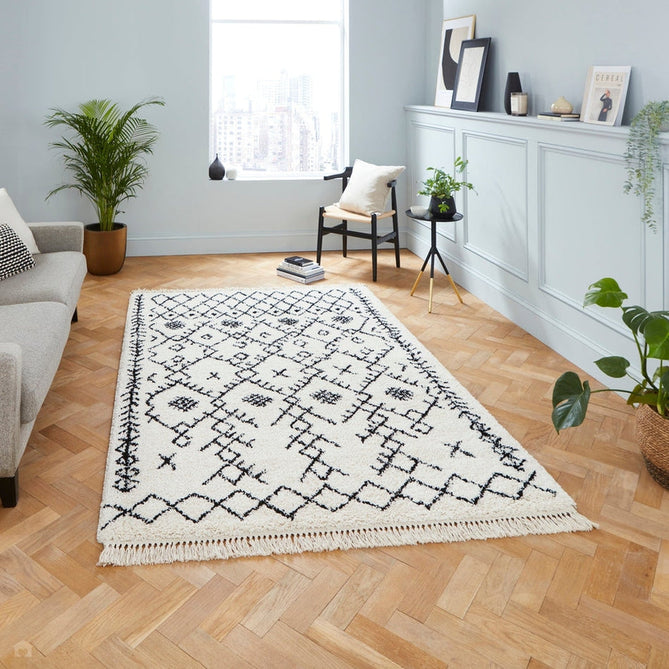Scandi-Boho RL01 Modern Moroccan Berber Soft Plush Shaggy White/Black Rug-Rug Love Exclusive-Rug Love - The Most Loved Rug Store