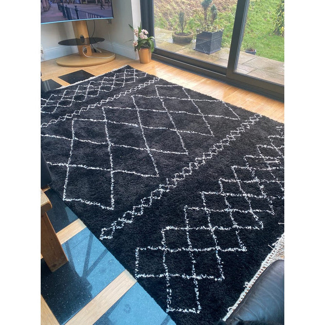 Scandi-Boho RL02 Modern Moroccan Berber Soft Plush Shaggy Black/Cream Rug-Rug Love Exclusive-Rug Love - The Most Loved Rug Store