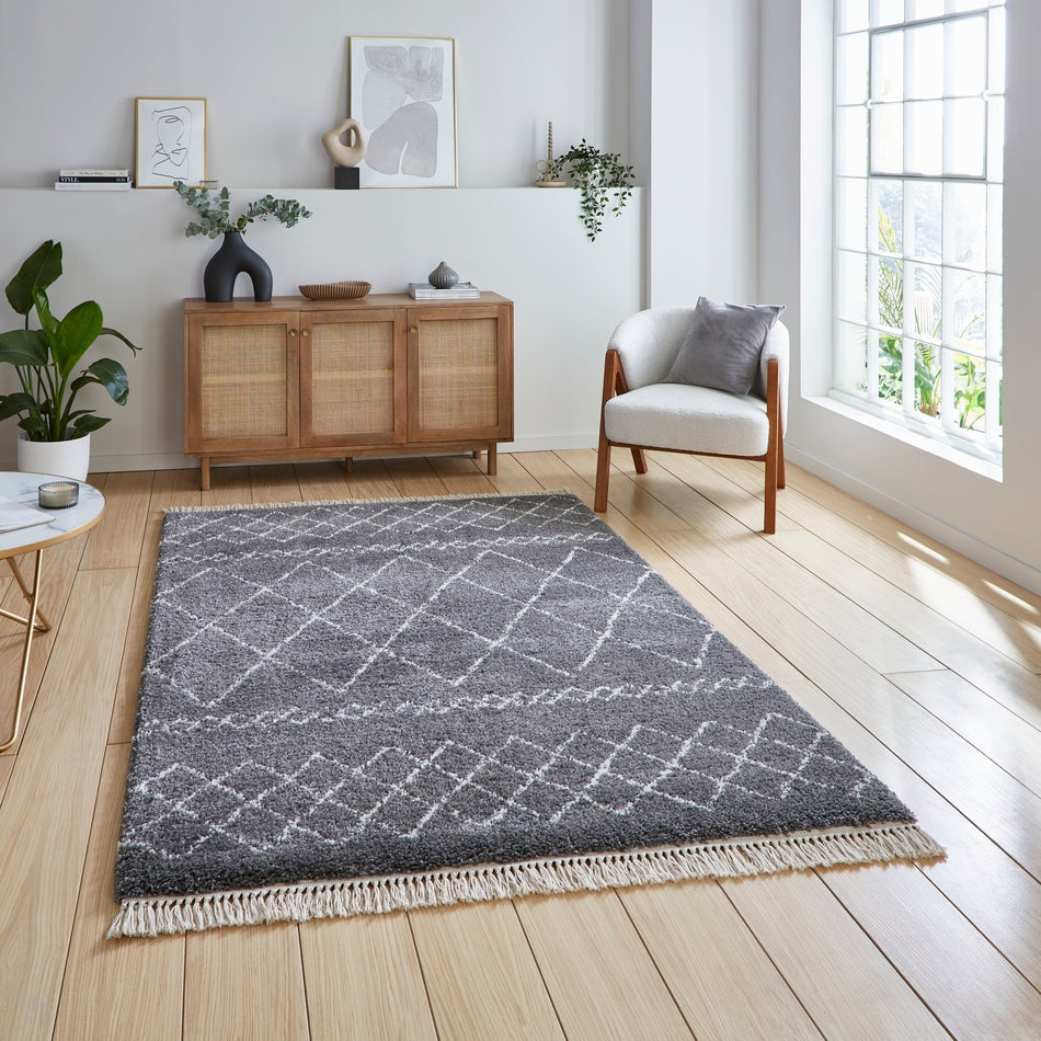 On Sale Scandi-Boho RL02 Modern Moroccan Berber Soft Plush Shaggy Grey ...