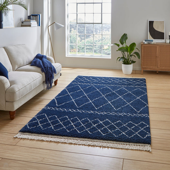 Scandi-Boho RL02 Modern Moroccan Berber Soft Plush Shaggy Navy Blue Rug-Rug Love Exclusive-Rug Love - The Most Loved Rug Store