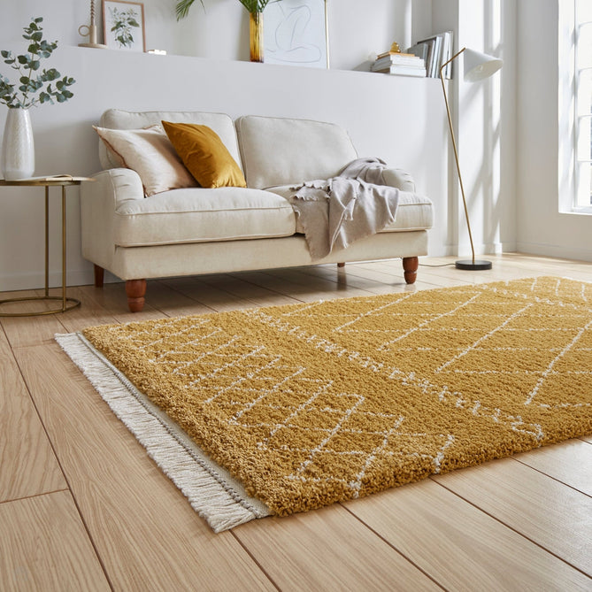 Scandi-Boho RL02 Modern Moroccan Berber Soft Plush Shaggy Ochre Rug 160x230cm-Shop Returns-Rug Love - The Most Loved Rug Store