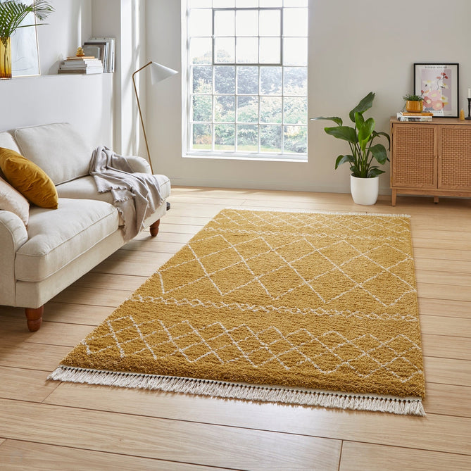 Scandi-Boho RL02 Modern Moroccan Berber Soft Plush Shaggy Ochre Rug 160x230cm-Shop Returns-Rug Love - The Most Loved Rug Store