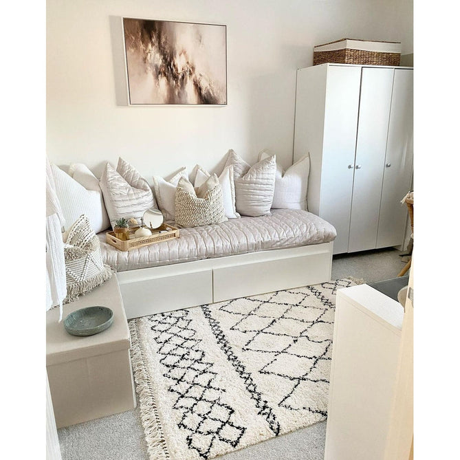 Scandi-Boho RL02 Modern Moroccan Berber Soft Plush Shaggy White/Black Rug-Rug Love Exclusive-Rug Love - The Most Loved Rug Store