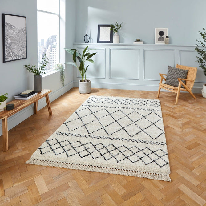 Scandi-Boho RL02 Modern Moroccan Berber Soft Plush Shaggy White/Black Rug-Rug Love Exclusive-Rug Love - The Most Loved Rug Store