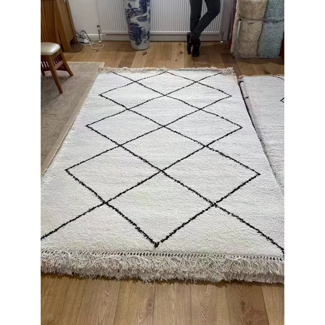 Scandi-Boho RL03 Modern Moroccan Berber Soft Plush Shaggy White/Black Rug-Rug Love Exclusive-Rug Love - The Most Loved Rug Store