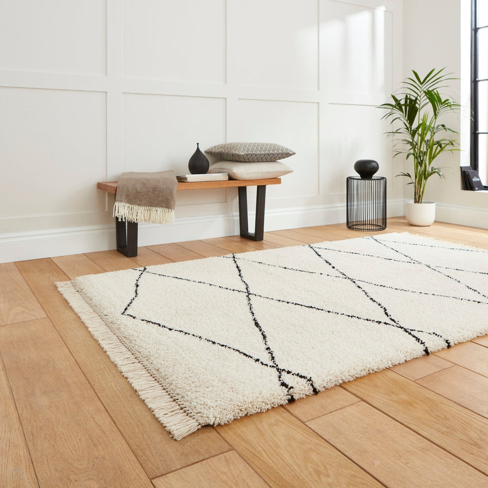 Scandi-Boho RL04 White/Black Rug 120 x 170 cm Lowest Price £99.00 | Rug ...