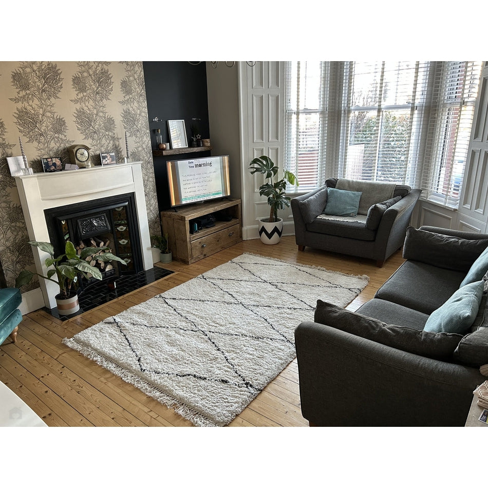 Scandi-Boho RL04 White/Black Rug 120 x 170 cm Lowest Price £99.00 | Rug ...