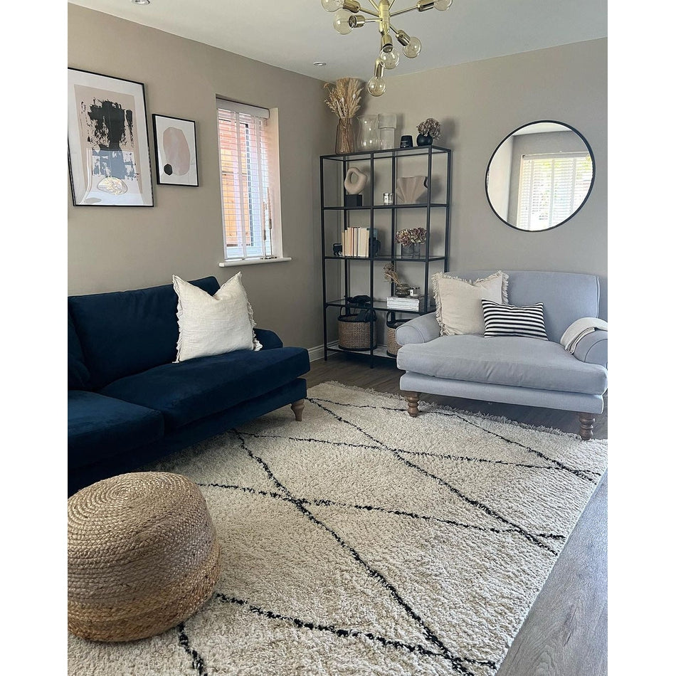 Scandi-Boho RL04 White/Black Rug 120 x 170 cm Lowest Price £99.00 | Rug ...