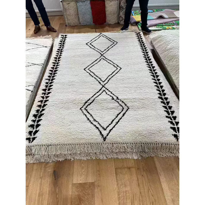 Scandi-Boho RL05 Modern Moroccan Berber Soft Plush Shaggy White/Black Rug-Rug Love Exclusive-Rug Love - The Most Loved Rug Store