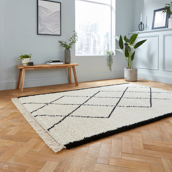 Scandi-Boho RL06 White/Black Rug 120 x 170 cm Lowest Price £99.00 | Rug ...