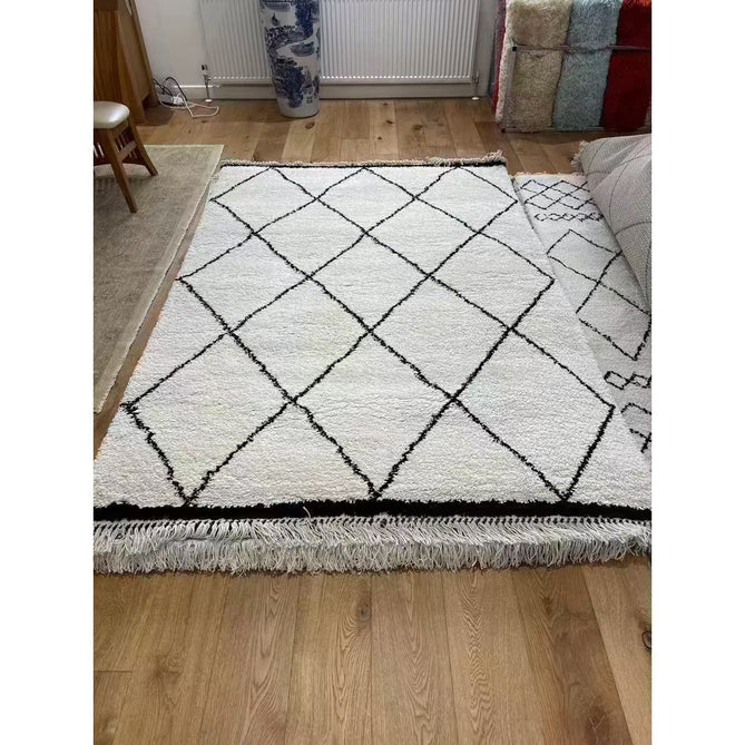 Scandi-Boho RL07 Modern Moroccan Berber Soft Plush Shaggy White/Black Rug-Rug Love Exclusive-Rug Love - The Most Loved Rug Store