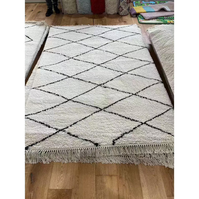 Scandi-Boho RL08 Modern Moroccan Berber Soft Plush Shaggy White/Black Rug-Rug Love Exclusive-Rug Love - The Most Loved Rug Store