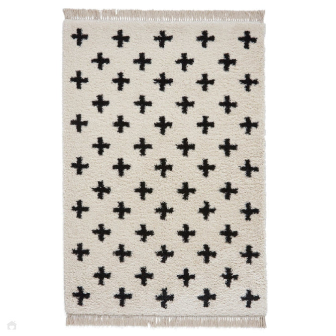 Scandi-Boho RL09 Modern Moroccan Berber Soft Plush Shaggy White/Black Rug-Rug Love Exclusive-Rug Love - The Most Loved Rug Store