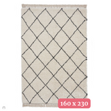 Scandi-Boho RL10 Modern Moroccan Berber Soft Plush Shaggy White/Black Rug 160 x 230 cm