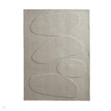 Sculptured Pebble Modern Plain Abstract Hand-Woven Carved 3D Effect Hi-Lo Wool Oatmeal Rug