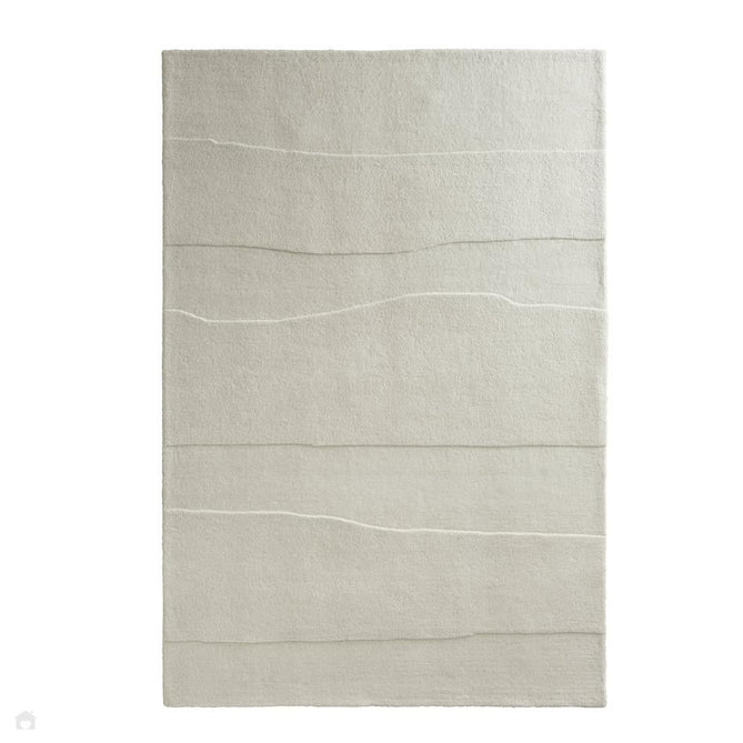 Sculptured Rock Modern Plain Abstract Hand-Woven Carved 3D Effect Hi-Lo Wool Cream Rug 160x230 cm