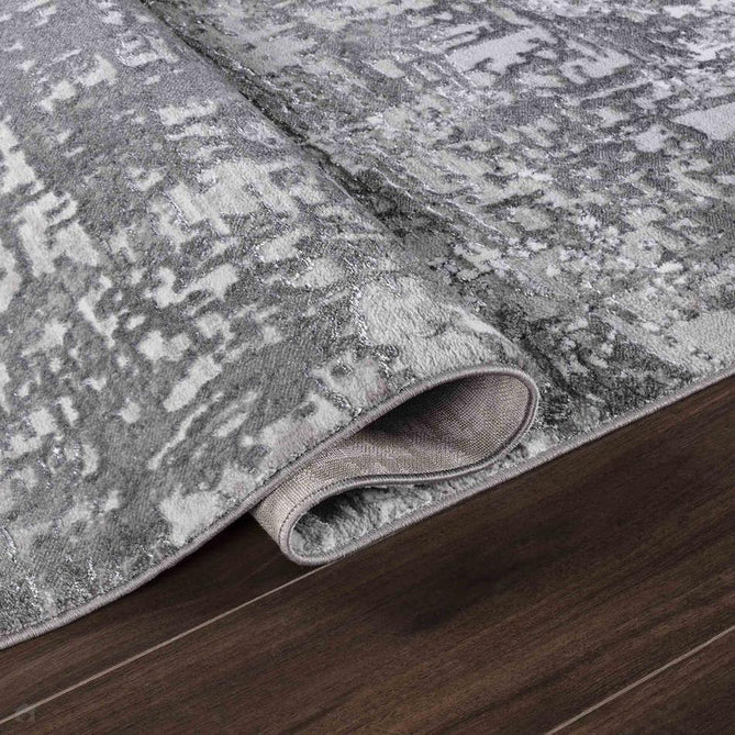 Serenity 205 SRN05 Modern Abstract Subtle Linear Painterly Grid Distressed Metallic Shimmer Soft Textured Hi-Lo Polyblend Short Pile Cool Grey/Steel Grey/Soft Silver/Charcoal/Ivory Rug-Desire Rugs-Rug Love - The Most Loved Rug Store