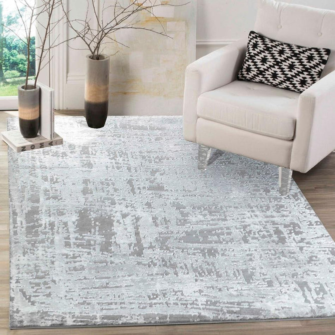 Serenity 205 SRN05 Modern Abstract Subtle Linear Painterly Grid Distressed Metallic Shimmer Soft Textured Hi-Lo Polyblend Short Pile Cool Grey/Steel Grey/Soft Silver/Charcoal/Ivory Rug-Desire Rugs-Rug Love - The Most Loved Rug Store