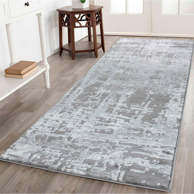Serenity 205 SRN05 Modern Abstract Subtle Linear Painterly Grid Distressed Metallic Shimmer Soft Textured Hi-Lo Polyblend Short Pile Cool Grey/Steel Grey/Soft Silver/Charcoal/Ivory Rug-Desire Rugs-Rug Love - The Most Loved Rug Store