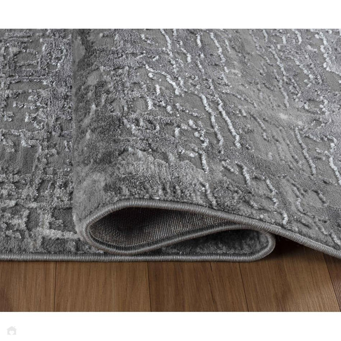 Serenity 205 SRN05 Modern Abstract Subtle Linear Painterly Grid Distressed Metallic Shimmer Soft Textured Hi-Lo Polyblend Short Pile Cool Grey/Steel Grey/Soft Silver/Charcoal/Ivory Rug-Desire Rugs-Rug Love - The Most Loved Rug Store