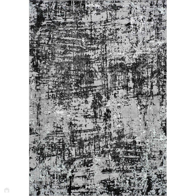 Serenity 205 SRN05 Modern Abstract Subtle Linear Painterly Grid Distressed Metallic Shimmer Soft Textured Hi-Lo Polyblend Short Pile Mid Grey/Charcoal Black/Light Grey/Off White Rug-Desire Rugs-Rug Love - The Most Loved Rug Store
