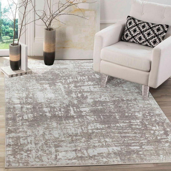 Serenity 205 SRN05 Modern Abstract Subtle Linear Painterly Grid Distressed Metallic Shimmer Soft Textured Hi-Lo Polyblend Short Pile Stone Beige/Taupe/Ivory/Pale Grey/Light Cream Rug-Desire Rugs-Rug Love - The Most Loved Rug Store