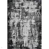 Serenity 211 SRN11 Modern Abstract Distressed Metallic Shimmer Soft Textured Hi-Lo Polyblend Short Pile Mid Grey/Charcoal Black/Light Grey/Off-White Rug