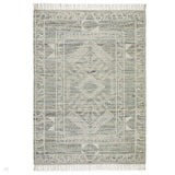Serenity Traditional Distressed Jute & Wool Mix Textured Flat-Pile Green/Grey/Natural Rug
